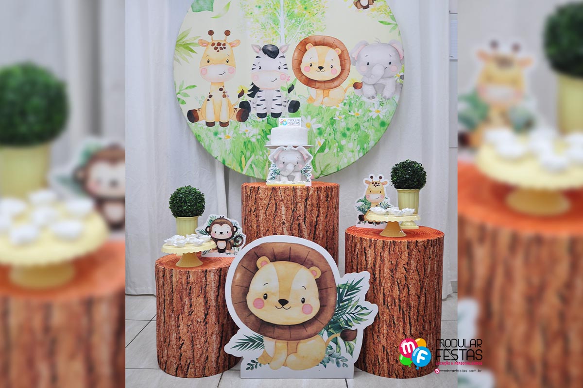 Decoração Pegue e Monte Festa infantil Safari baby Kit Festa Big Modular Festas